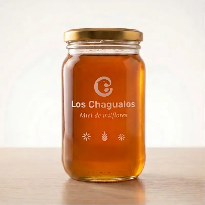 Frasco de miel de abejas milflores de la Reserva Natural Los Chagualos